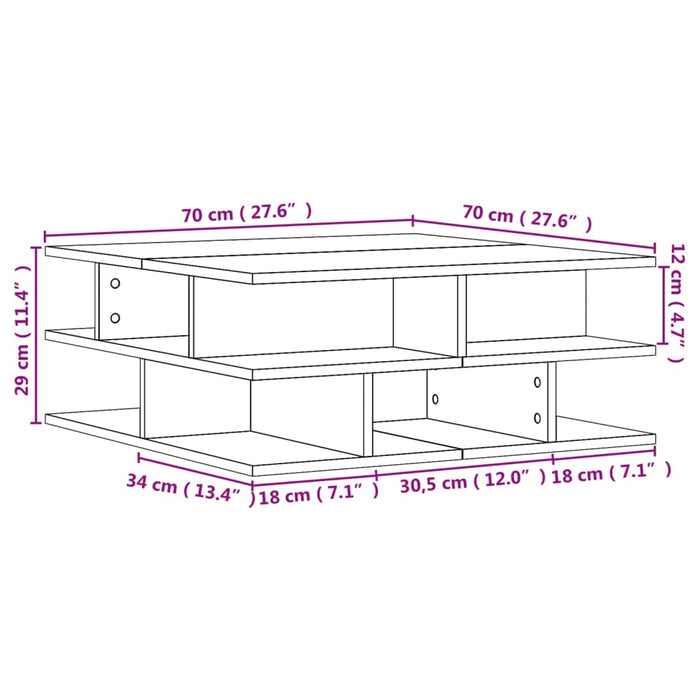 Tavolino da Salotto Rovere Sonoma 70x70x29 cm Legno Multistrato 840746