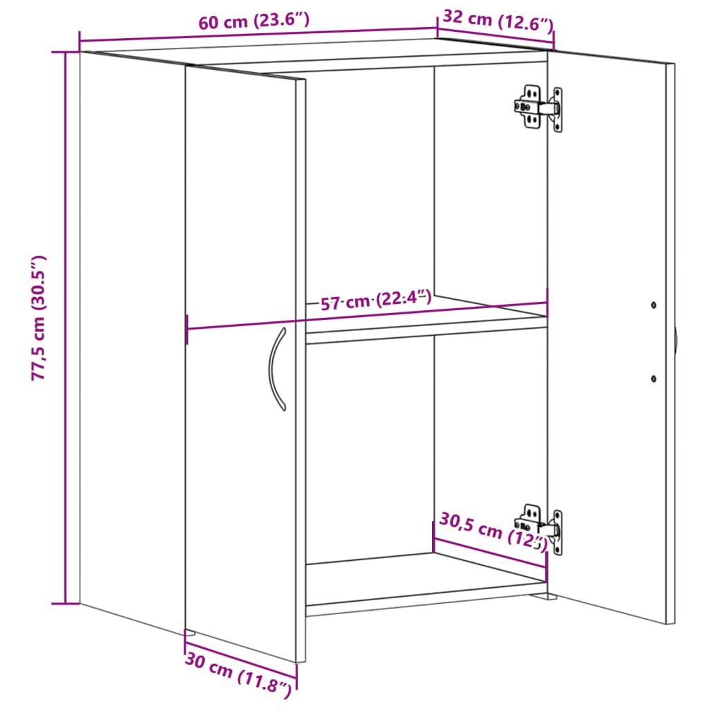 Schedario Rovere Sonoma 60x32x77,5 cm in Legno Multistrato 840767