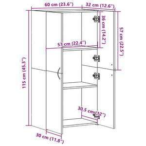 Schedario Bianco 60x32x115 cm in Legno Multistrato 840772