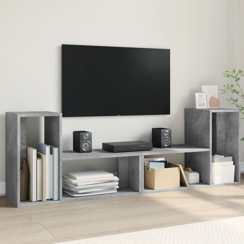 Mobili TV Muro 2pz Grigio Cemento 75x30x50 cm Legno Multistrato 840789