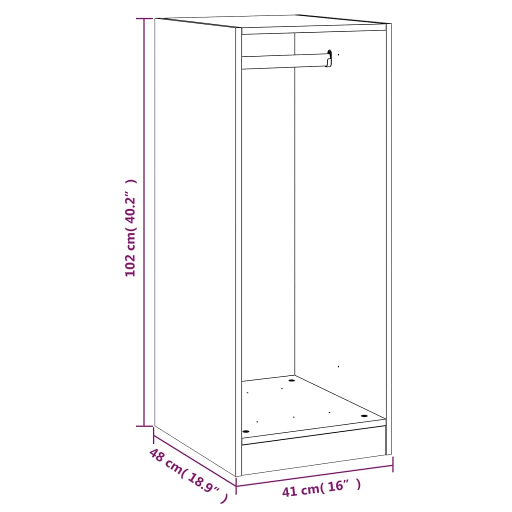 Armadio Grigio Cemento 48x41x102 cm in Legno Multistrato 840817