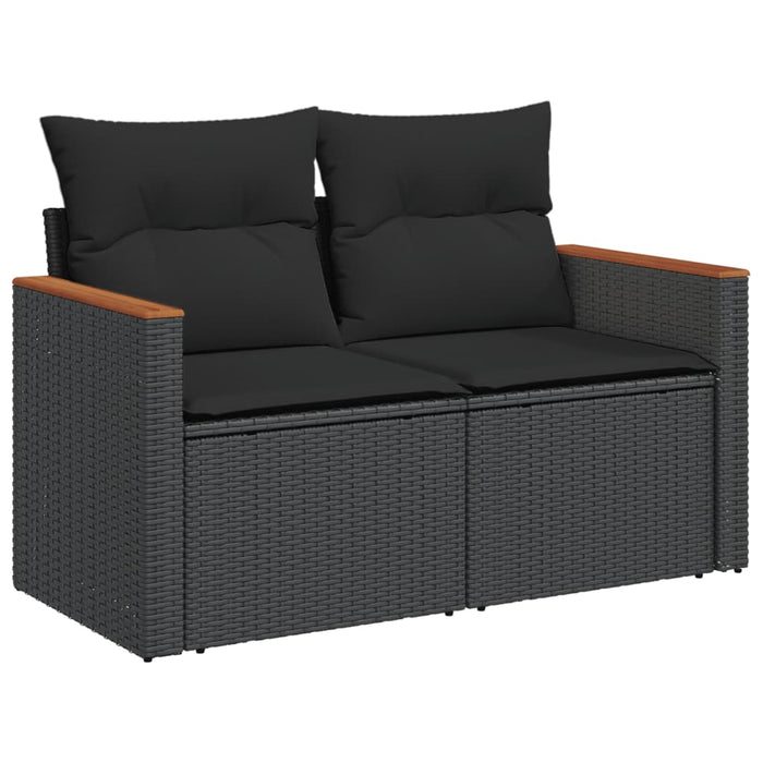 Set Divani da Giardino con Cuscini 8 pz Nero in Polyrattan 3226034