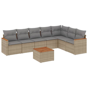 Set Divano da Giardino 8 pz con Cuscini Beige Misto Polyrattan 3226038