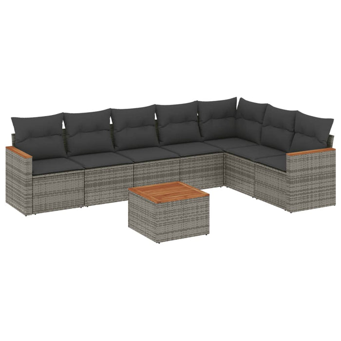 Set Divano da Giardino 8 pz con Cuscini Grigio in Polyrattan 3226039