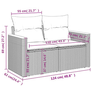 Set Divano da Giardino 8 pz con Cuscini Grigio in Polyrattan 3226039