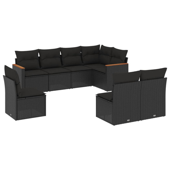 Set Divani da Giardino con Cuscini 8 pz Nero in Polyrattan 3226041