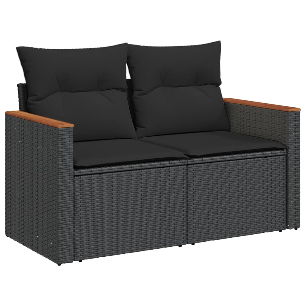 Set Divani da Giardino con Cuscini 8 pz Nero in Polyrattan 3226041