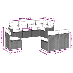 Set Divani da Giardino con Cuscini 8 pz Nero in Polyrattan 3226042