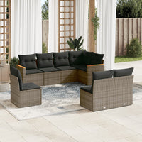 Set Divano da Giardino 8 pz con Cuscini Grigio in Polyrattan 3226046