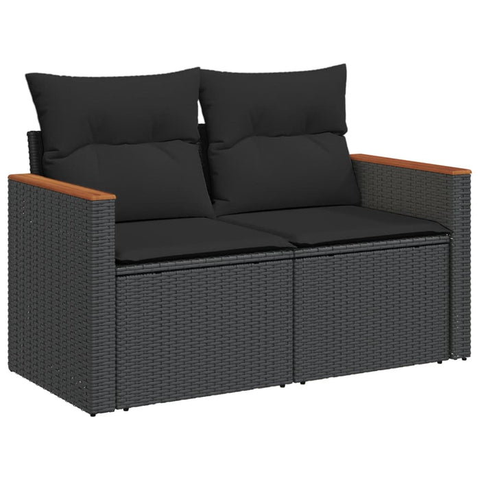 Set Divani da Giardino 9 pz con Cuscini Nero in Polyrattan 3226048