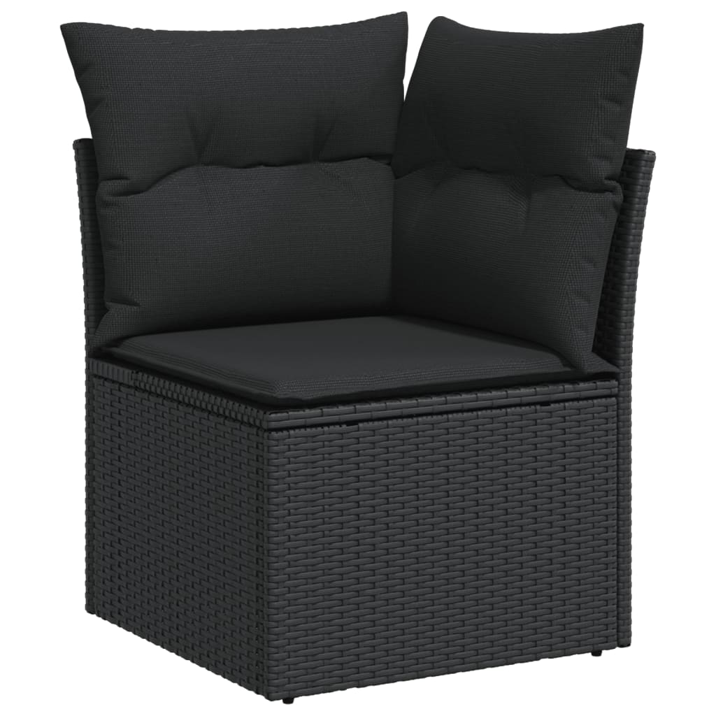 Set Divani da Giardino 9 pz con Cuscini Nero in Polyrattan 3226048