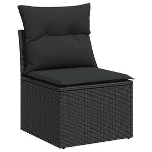 Set Divani da Giardino 9 pz con Cuscini Nero in Polyrattan 3226048