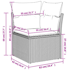 Set Divani da Giardino 9 pz con Cuscini Nero in Polyrattan 3226048