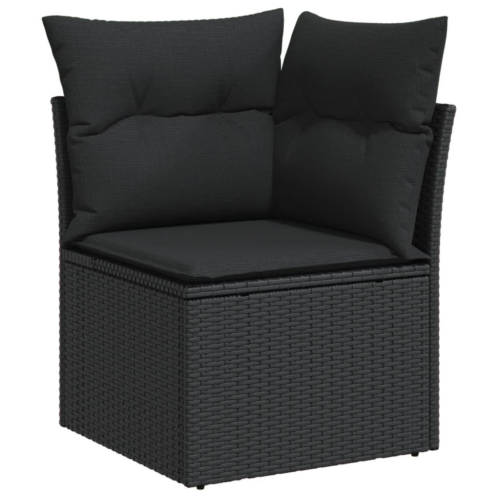 Set Divani da Giardino 9 pz con Cuscini Nero in Polyrattan 3226055