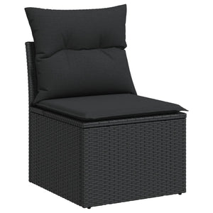 Set Divani da Giardino 9 pz con Cuscini Nero in Polyrattan 3226055