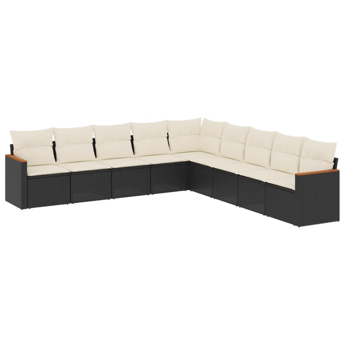 Set Divani da Giardino 9 pz con Cuscini Nero in Polyrattan 3226056