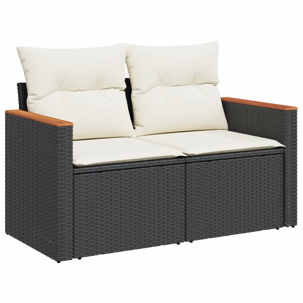 Set Divani da Giardino 9 pz con Cuscini Nero in Polyrattan 3226056