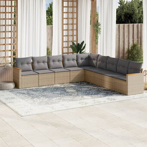 Set Divano da Giardino 9 pz con Cuscini Beige Misto Polyrattan 3226059