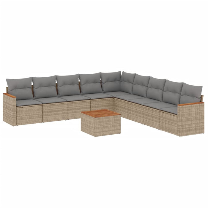 Set Divano da Giardino 10 pz con Cuscini Beige Misto Polyrattan 3226066