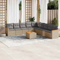 Set Divano da Giardino 10 pz con Cuscini Beige Misto Polyrattan 3226066