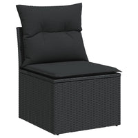 Set Divani da Giardino 10pz con Cuscini in Polyrattan Nero 3226069