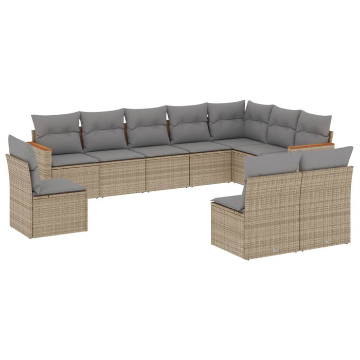 Set Divano da Giardino 10 pz con Cuscini Beige Misto Polyrattan 3226073