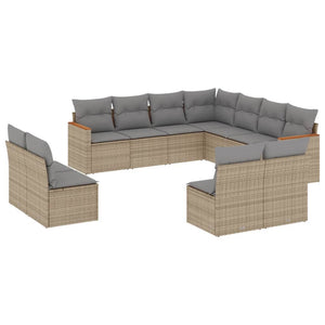 Set Divano da Giardino 11 pz con Cuscini Beige Misto Polyrattancod mxl 89075