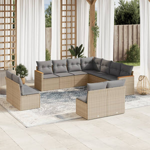 Set Divano da Giardino 11 pz con Cuscini Beige Misto Polyrattancod mxl 89075