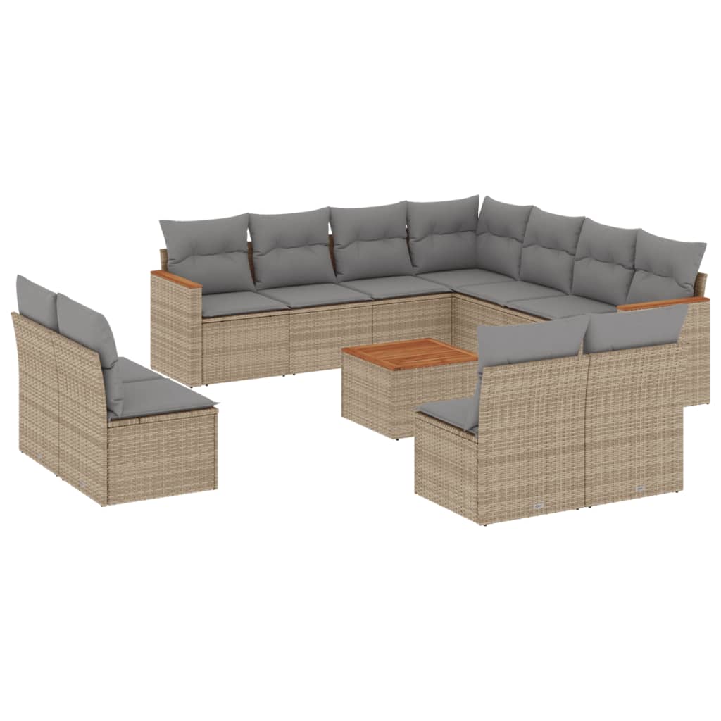 Set Divano da Giardino 12 pz con Cuscini Beige Misto Polyrattan 3226094