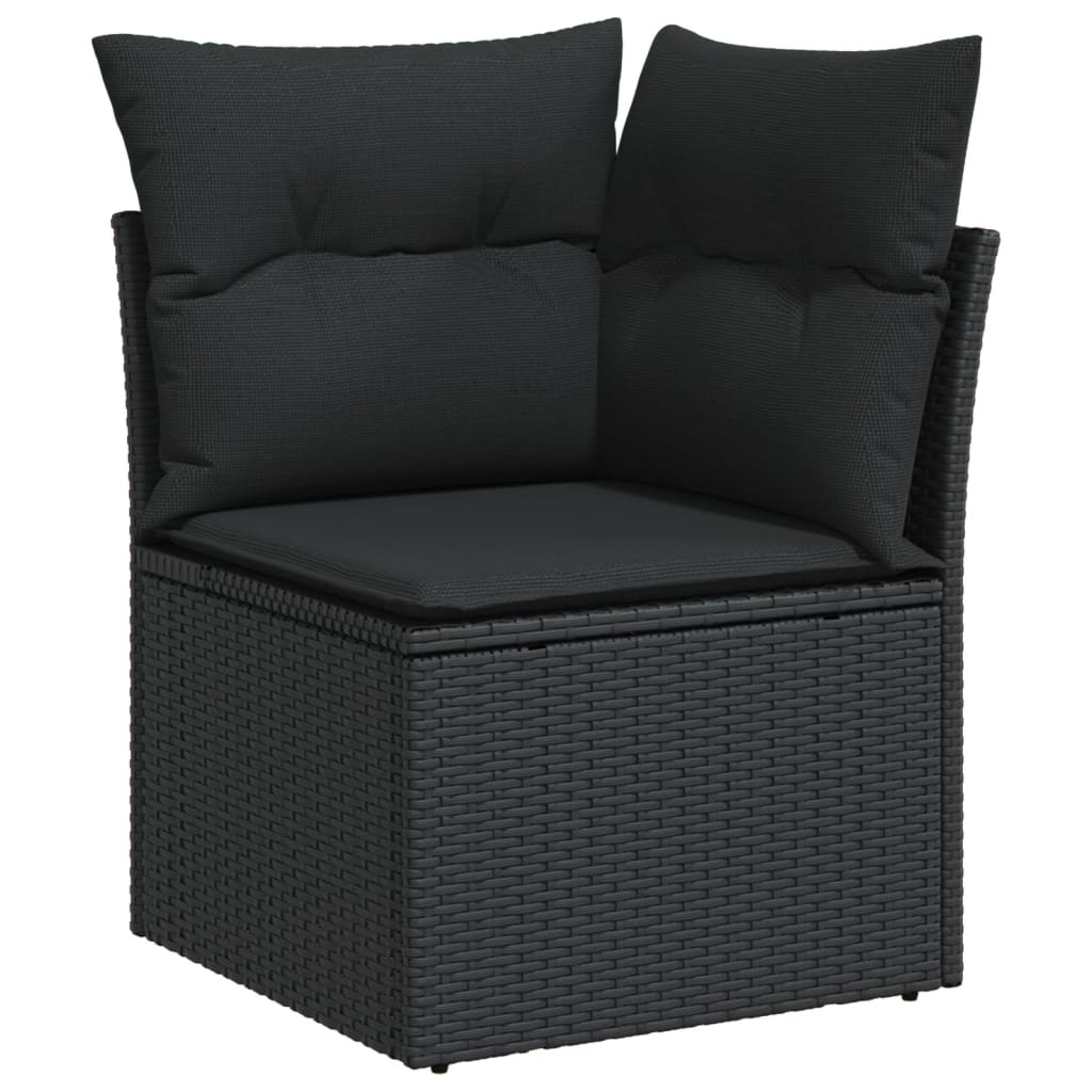 Set Divani da Giardino 10pz con Cuscini in Polyrattan Nero 3226104