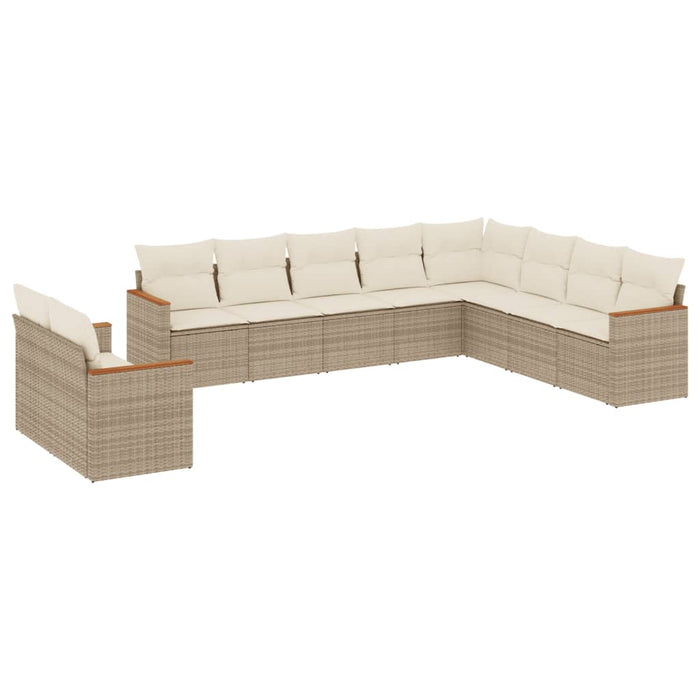 Set Divano da Giardino 10 pz con Cuscini Beige in Polyrattancod mxl 89082