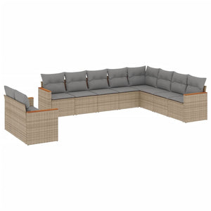 Set Divano da Giardino 10 pz con Cuscini Beige Misto Polyrattancod mxl 113070