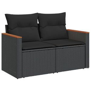 Set Divani da Giardino 11 pz con Cuscini in Polyrattan Nero 3226118