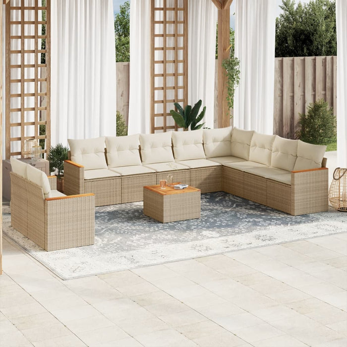 Set Divani da Giardino 11 pz con Cuscini Beige in Polyrattancod mxl 89083