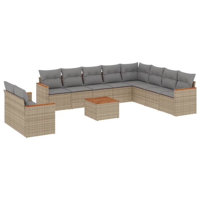 Set Divano da Giardino 11 pz con Cuscini Beige Misto Polyrattan 3226122