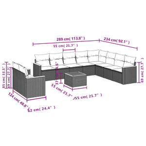 Set Divano da Giardino 11 pz con Cuscini Beige Misto Polyrattan 3226122