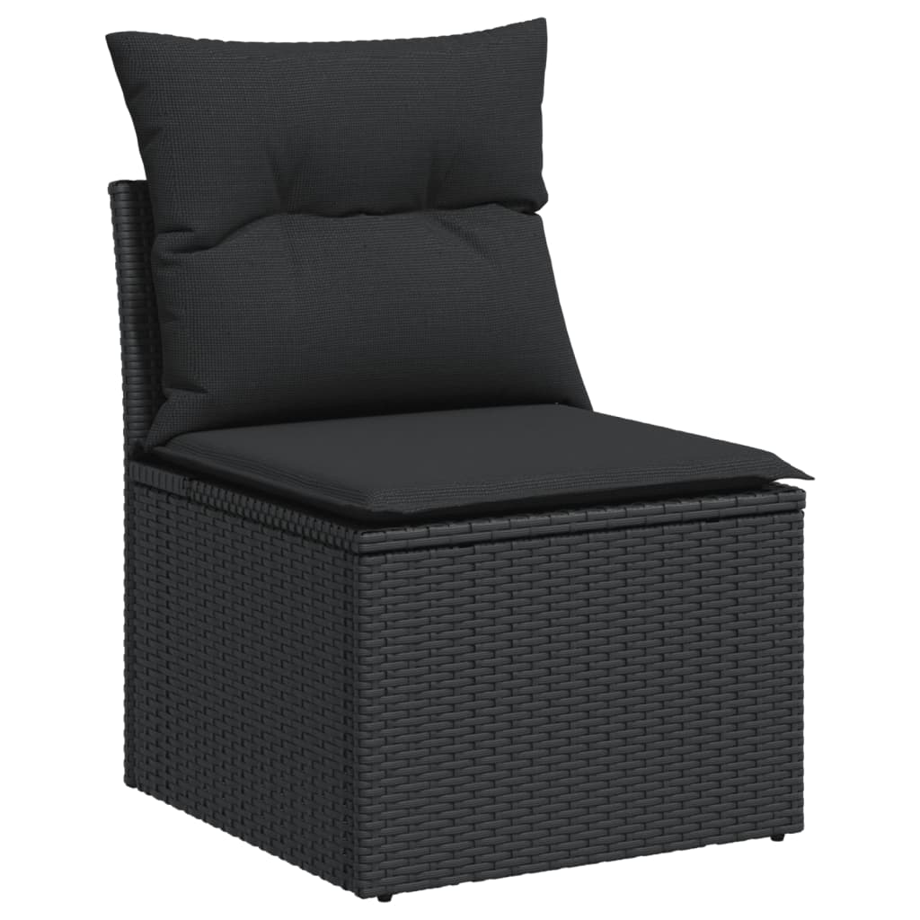 Set Divani da Giardino 11 pz con Cuscini in Polyrattan Nero 3226125