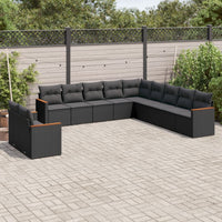 Set Divani da Giardino 11 pz con Cuscini in Polyrattan Nero 3226125