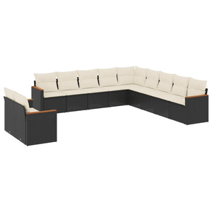 Set Divani da Giardino 11 pz con Cuscini in Polyrattan Nero 3226126