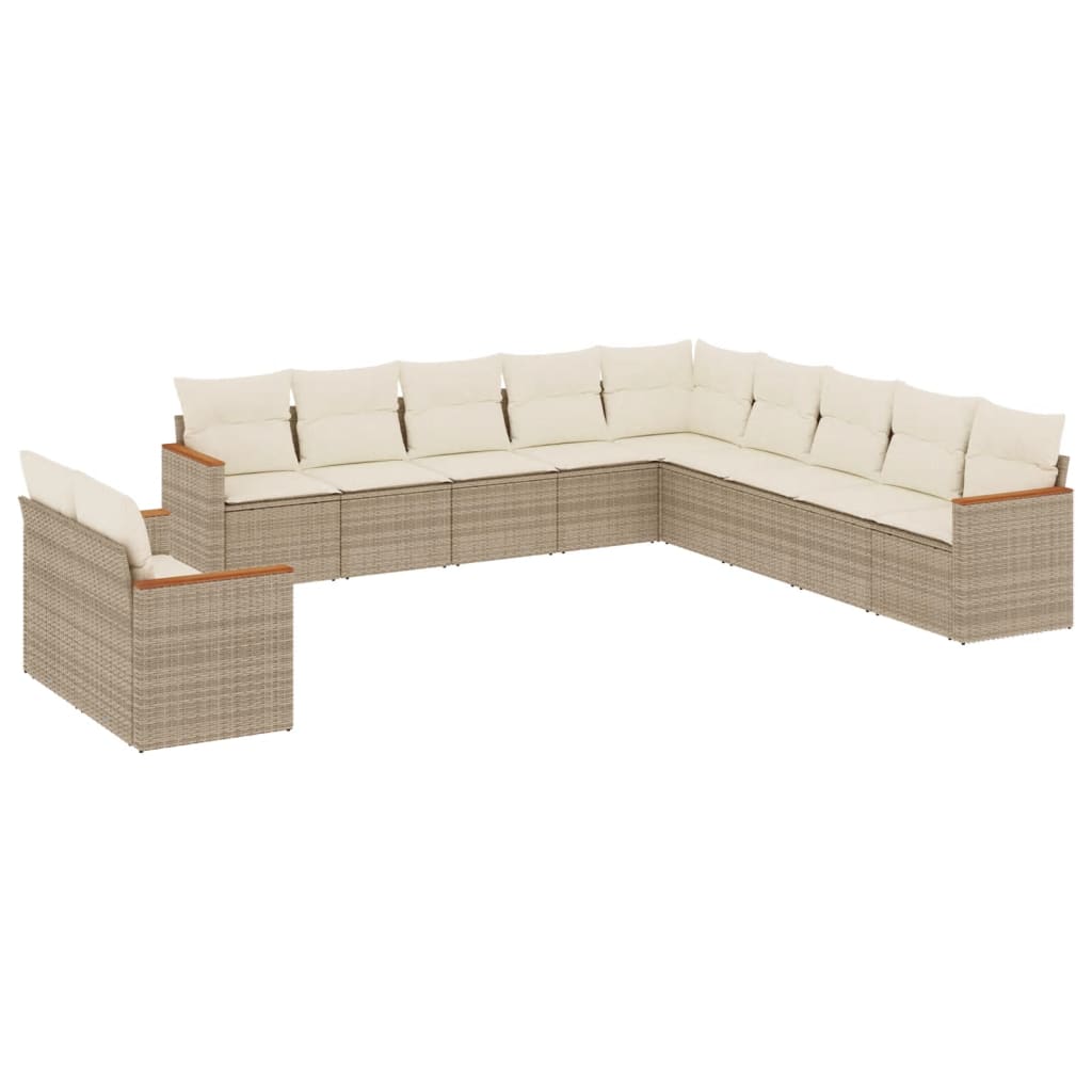 Set Divani da Giardino 11 pz con Cuscini Beige in Polyrattan 3226128