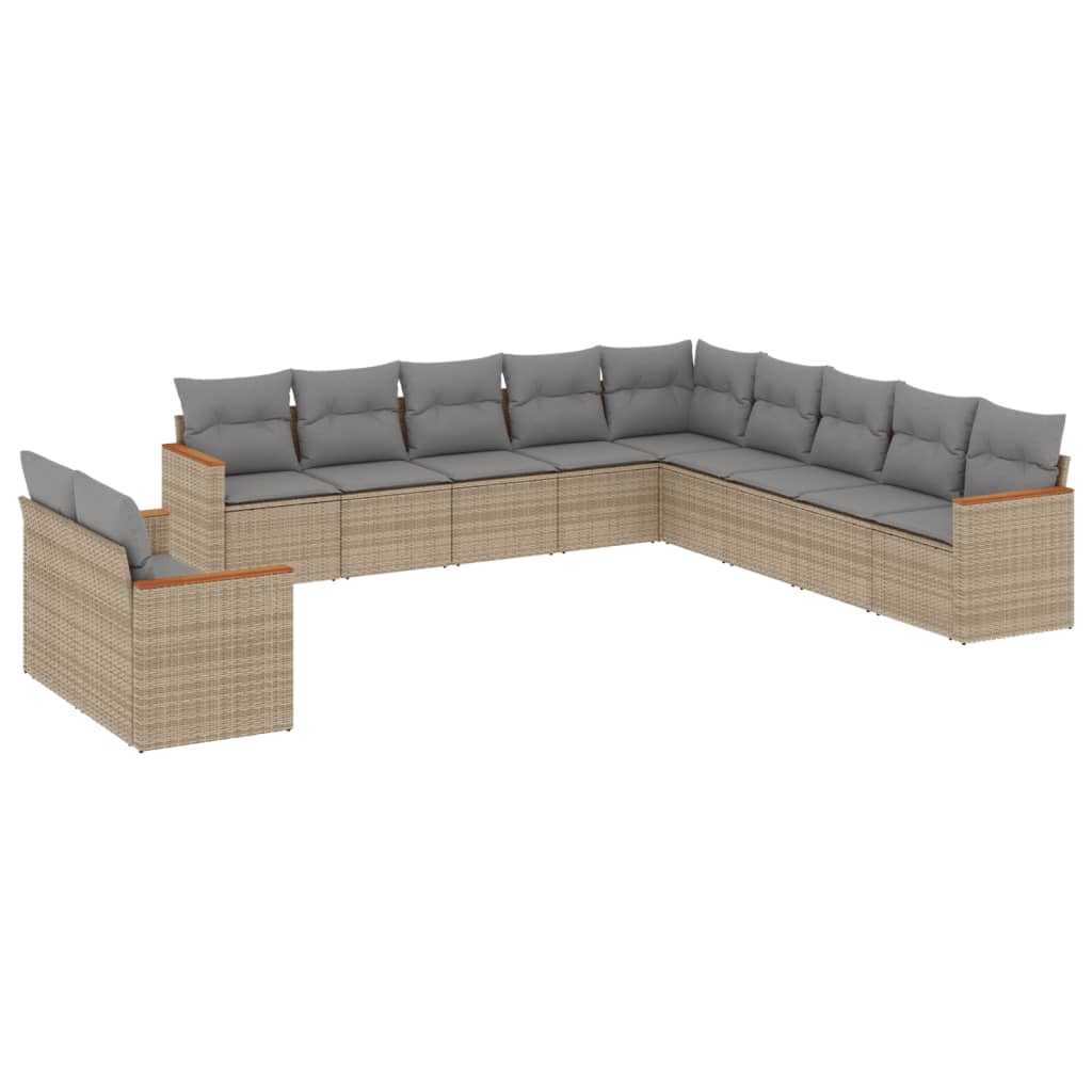 Set Divano da Giardino 11 pz con Cuscini Beige Misto Polyrattan 3226129