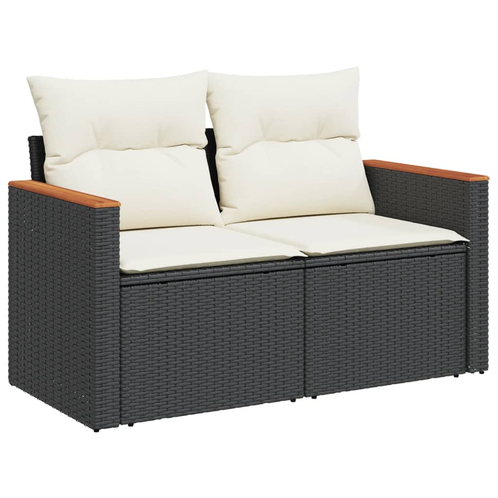 Set Divani da Giardino 12 pz con Cuscini Nero in Polyrattan 3226133