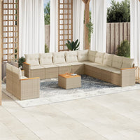 Set Divani da Giardino 12 pz con Cuscini Beige in Polyrattan 3226135