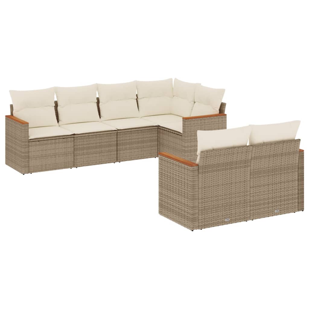 Set Divani da Giardino 7 pz con Cuscini Beige in Polyrattancod mxl 89086