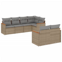 Set Divano da Giardino 7 pz con Cuscini Beige Misto Polyrattan 3226143