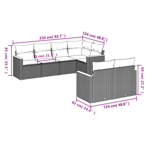 Set Divani da Giardino 7 pz con Cuscini Grigio in Polyrattan 3226144