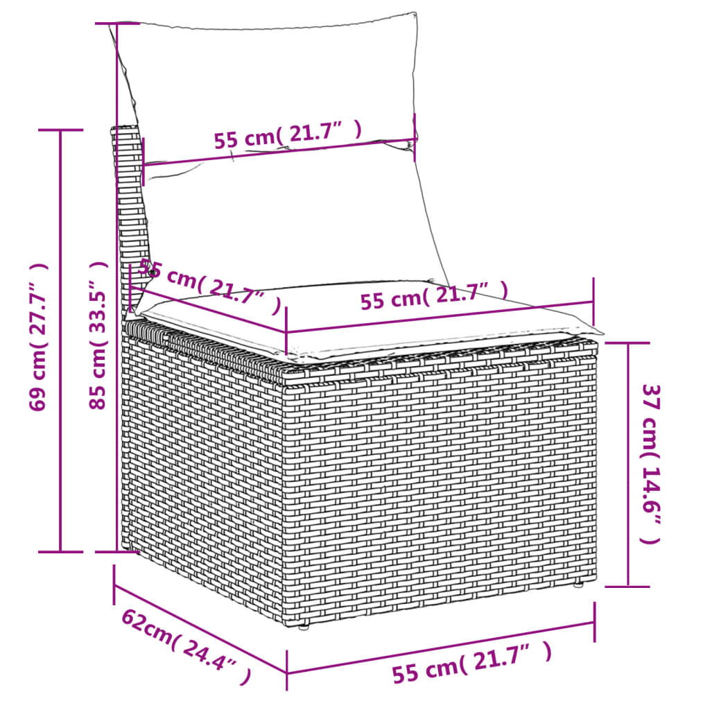 Set Divano da Giardino 8 pz con Cuscini Grigio in Polyrattan 3226151