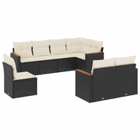 Set Divani da Giardino con Cuscini 8 pz Nero in Polyrattancod mxl 89089