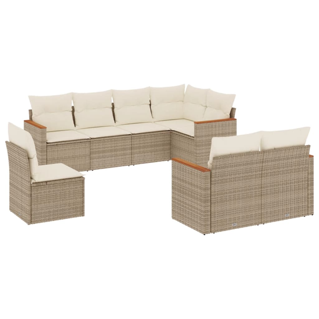 Set Divano da Giardino 8 pz con Cuscini Beige in Polyrattan 3226163