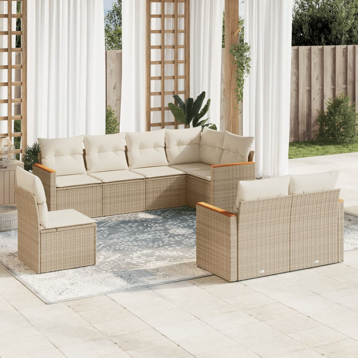 Set Divano da Giardino 8 pz con Cuscini Beige in Polyrattancod mxl 90545